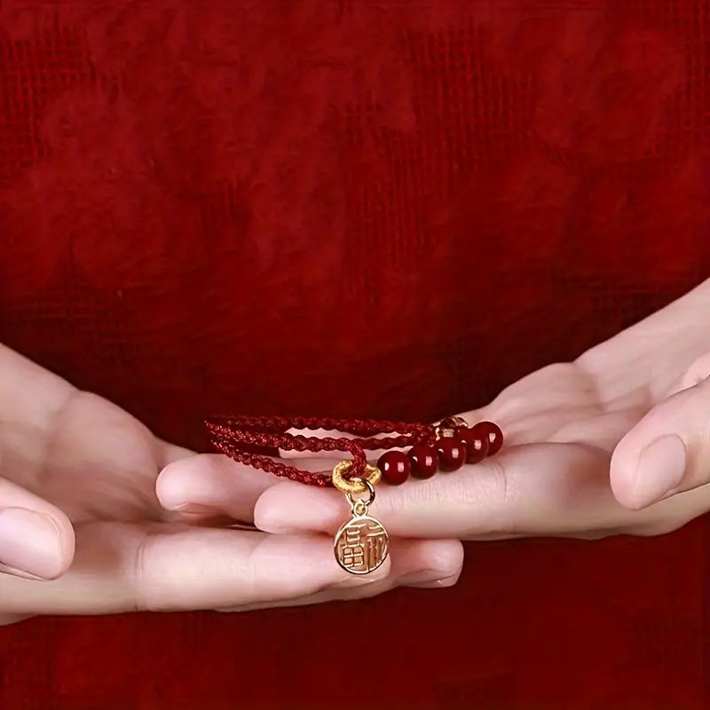 1pc Red Rope Woven Amulet Blessing Bracelet